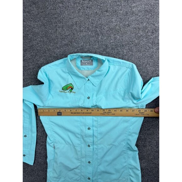 Simms Fishing Products Shirt Women's Small Blue Long Sleeve Button Up Vented - Picture 3 of 7